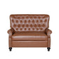 Oversized Recliner Chair Rivets Tufted Back Light Brown Faux Leather By Casagear Home BM321758