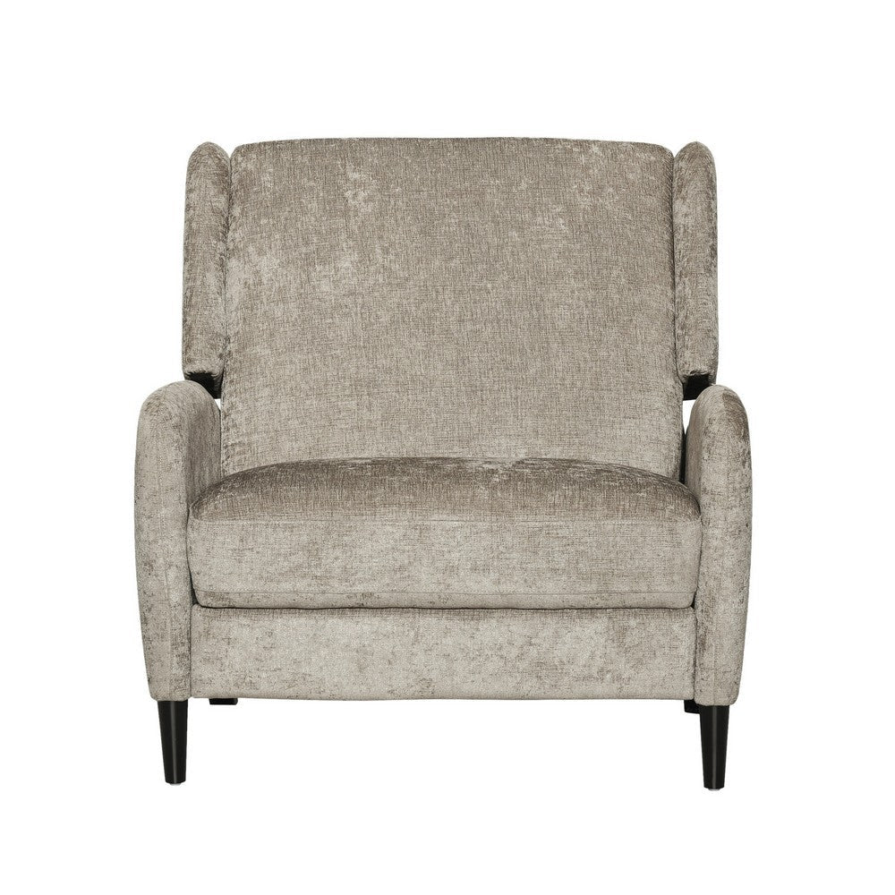 Howie Pushback Manual Recliner Chair Dark Brown Wood Textured Beige By Casagear Home BM321759