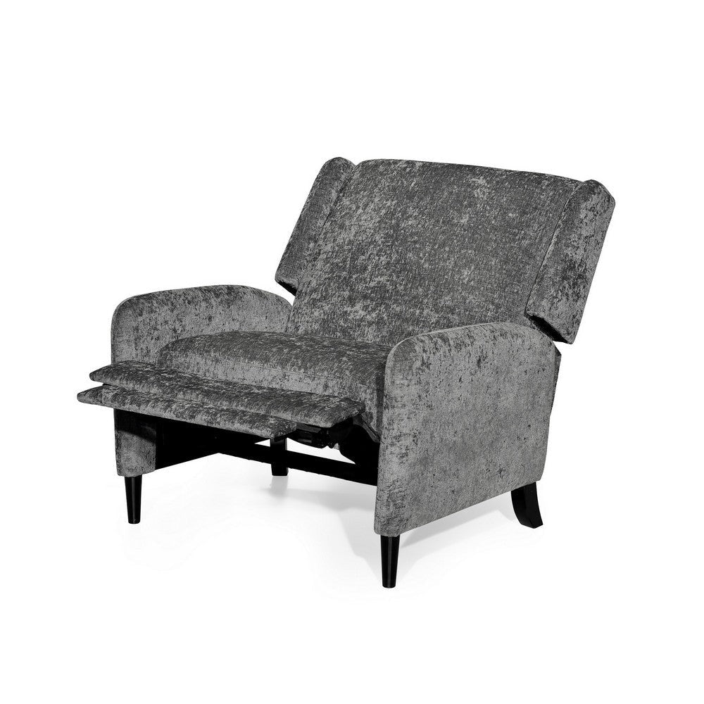 Howie Pushback Manual Recliner Chair Dark Brown Wood Textured Gray By Casagear Home BM321760