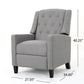 Pushback Recliner Chair Tufted Back Birch Wood Gray Fabric By Casagear Home BM321762