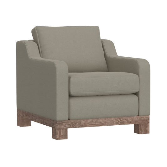 Sama Accent Armchair, Back Pillow, Solid Wood, Almond Gray by Casagear Home
