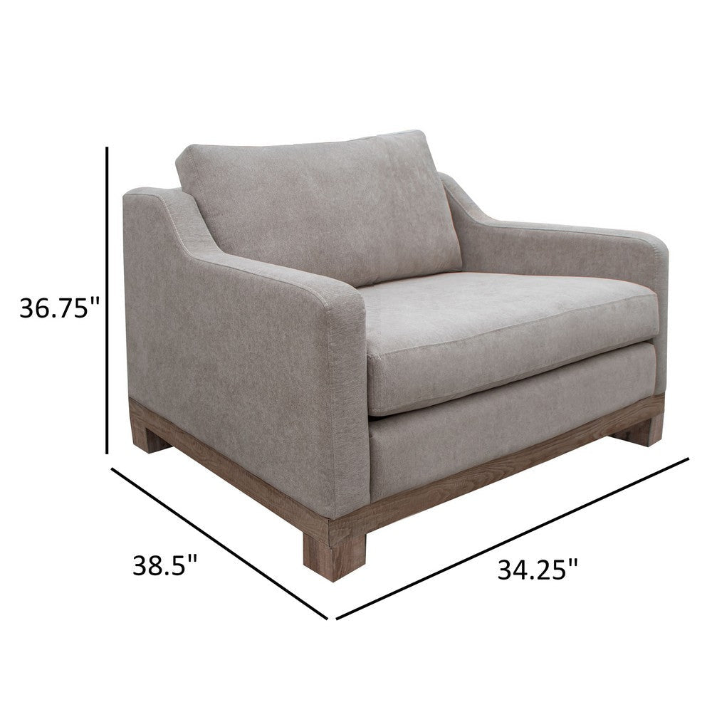 Sama Accent Armchair Back Pillow Solid Wood Almond Gray by Casagear Home