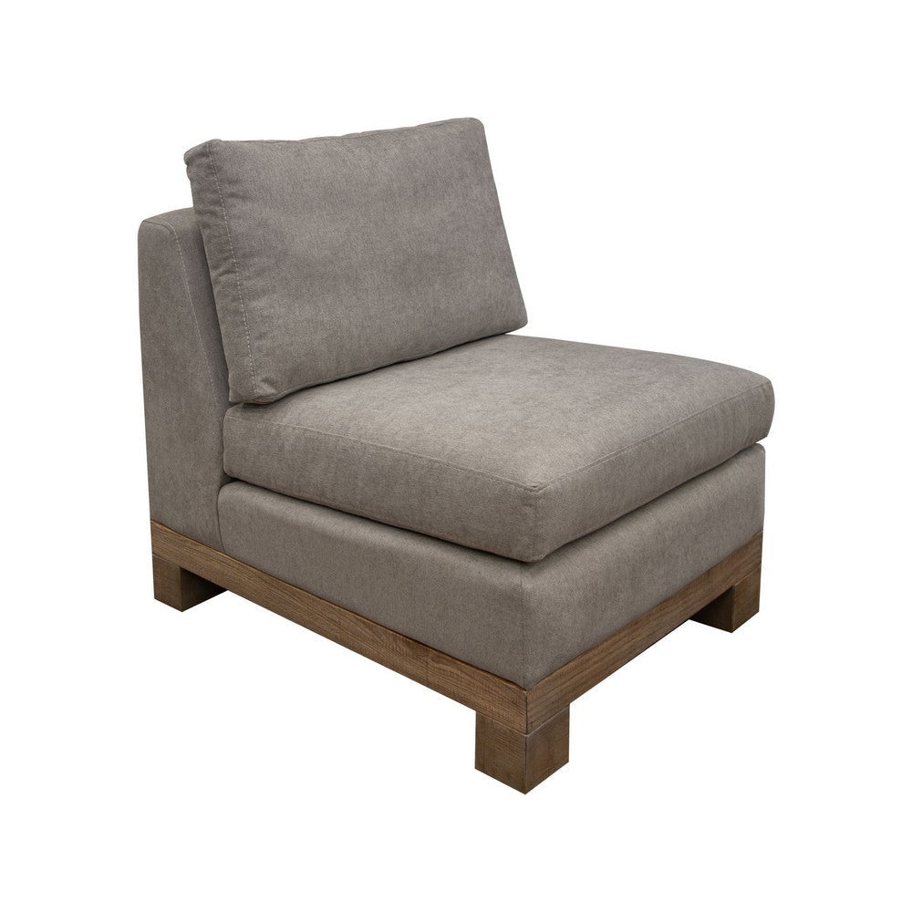 Sama Modular Armless Chair 1 Pillow, Solid Wood, Almond Gray by Casagear Home