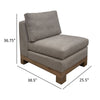 Sama Modular Armless Chair 1 Pillow Solid Wood Almond Gray by Casagear Home