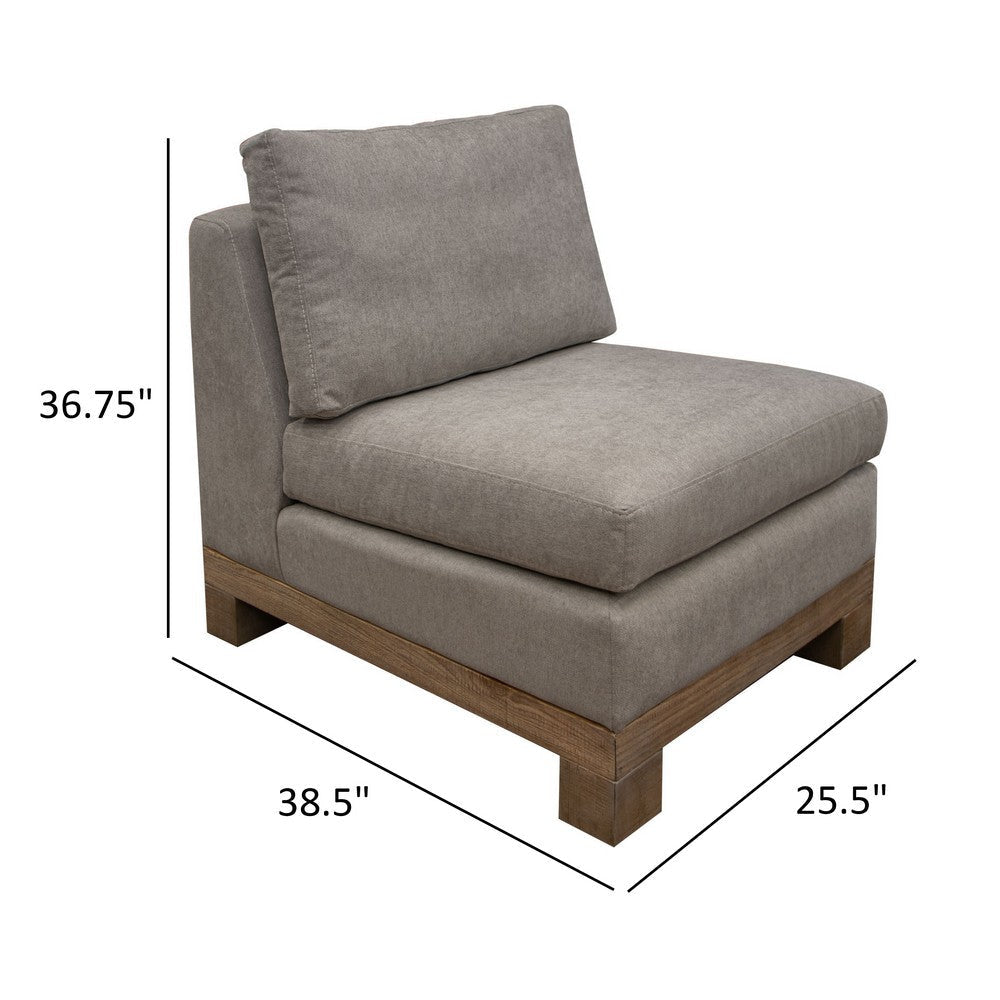 Sama Modular Armless Chair 1 Pillow Solid Wood Almond Gray by Casagear Home