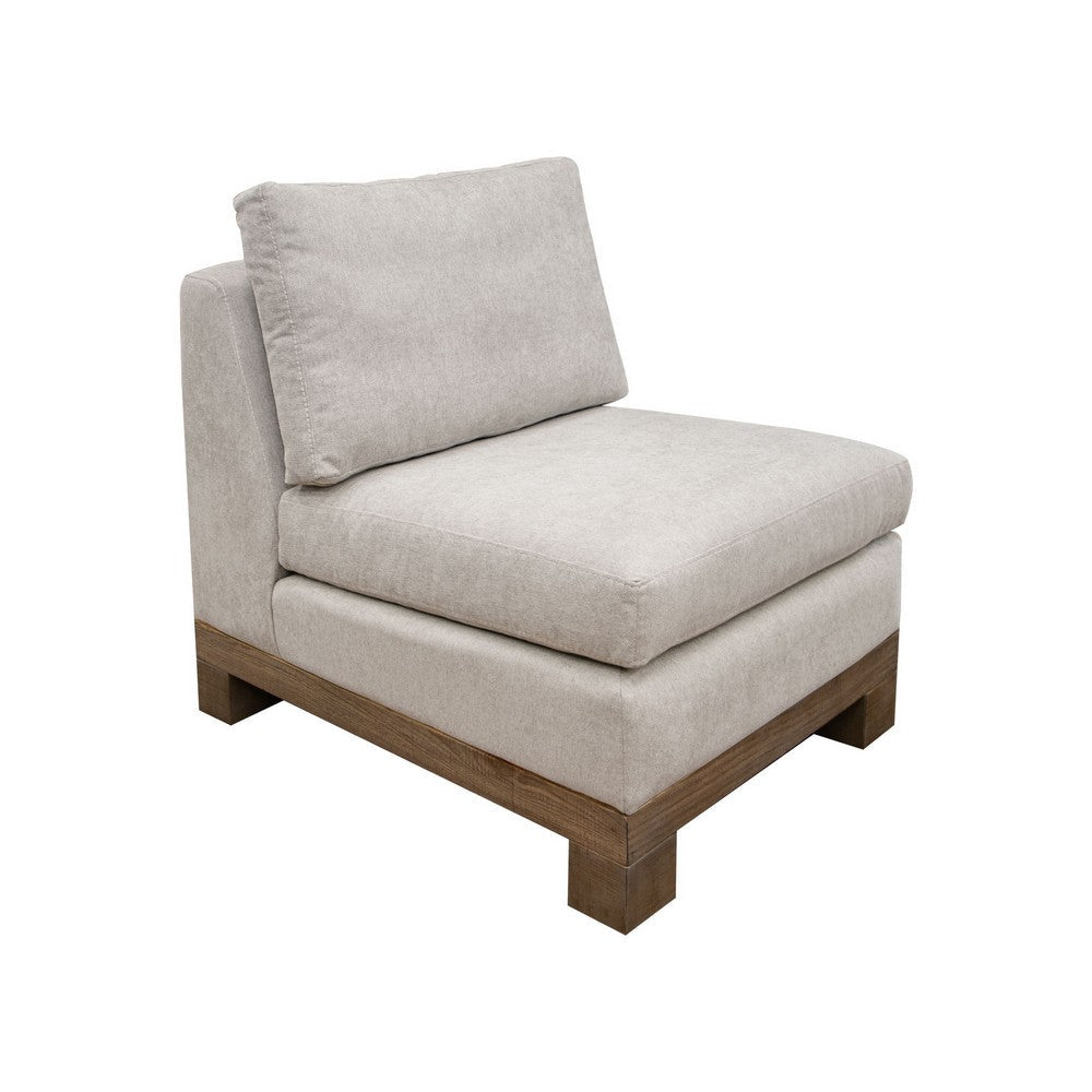 Sama Modular Armless Chair 1 Pillow, Solid Wood, Light Beige by Casagear Home