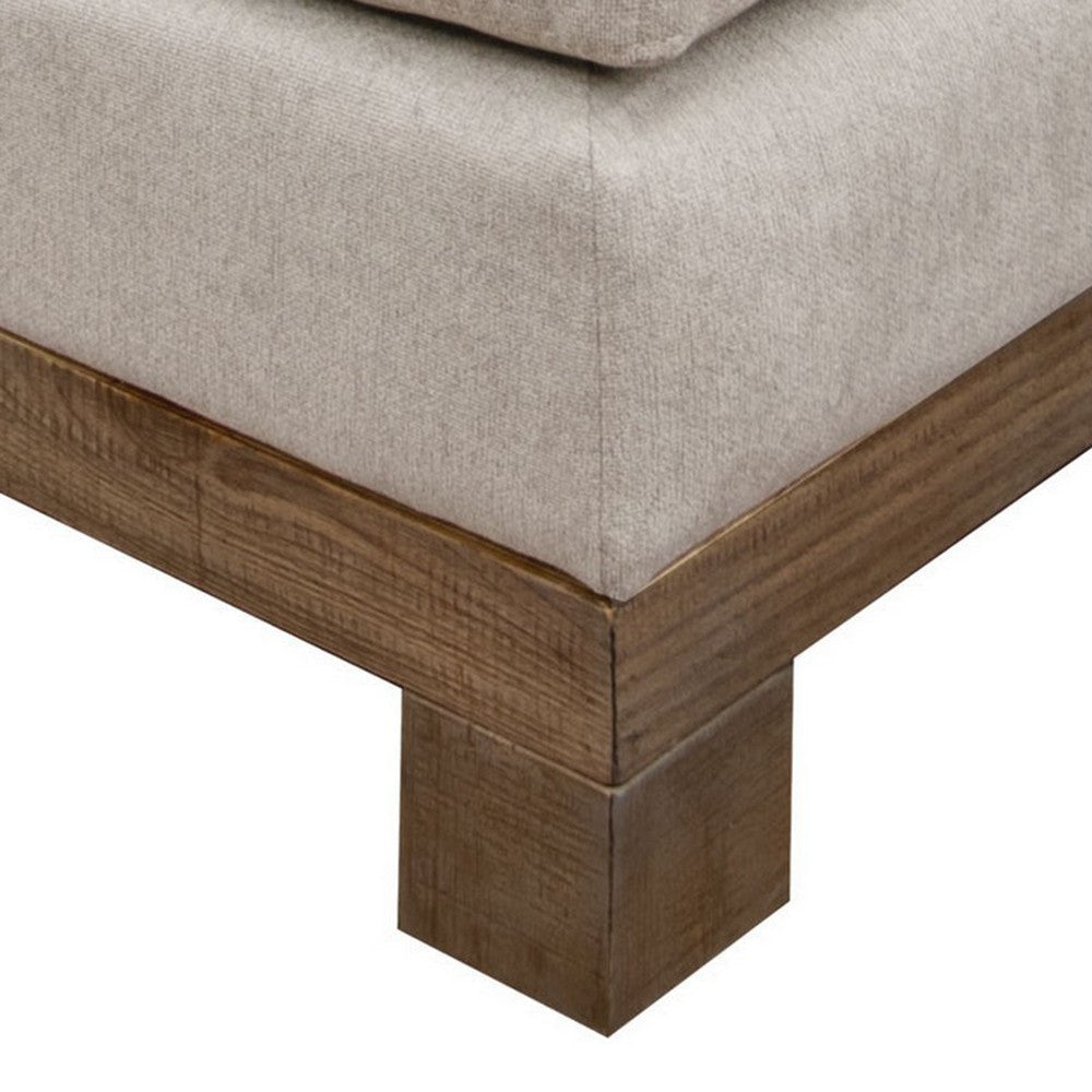 Sama Modular Armless Chair 1 Pillow Solid Wood Light Beige by Casagear Home