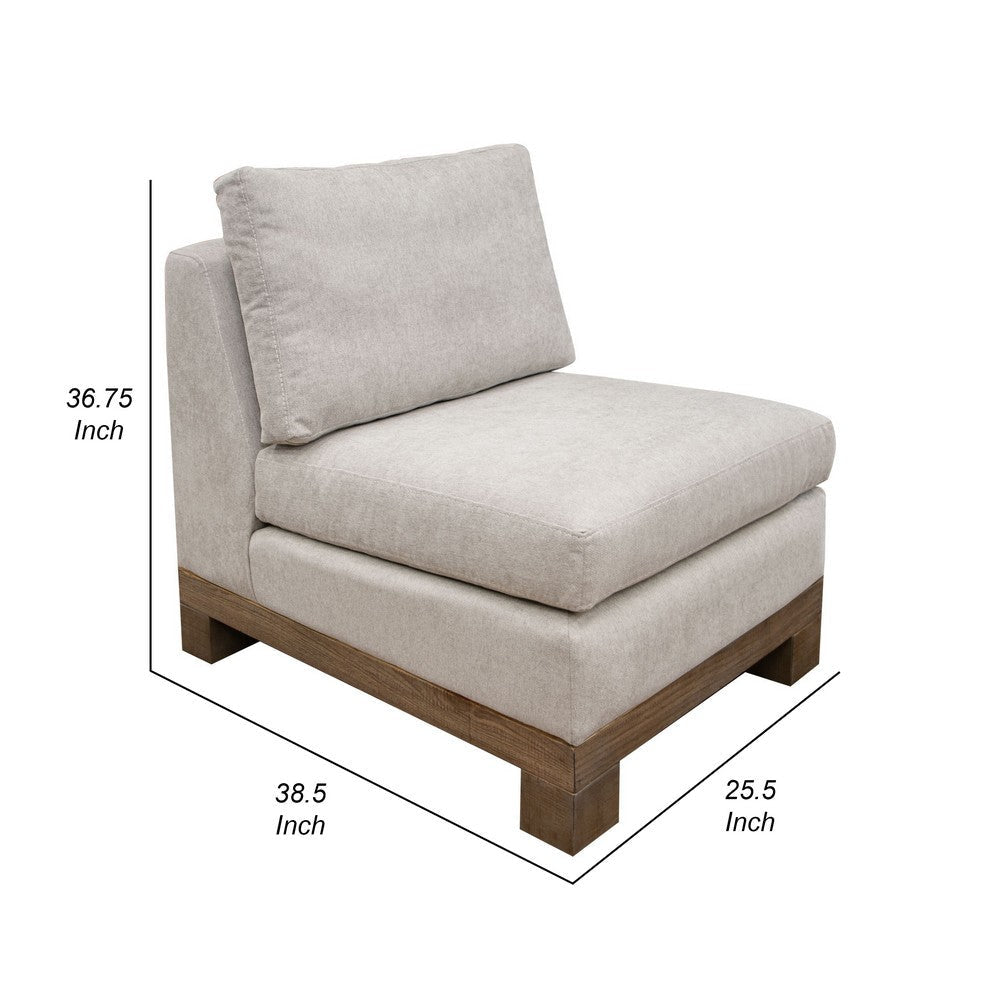 Sama Modular Armless Chair 1 Pillow Solid Wood Light Beige by Casagear Home