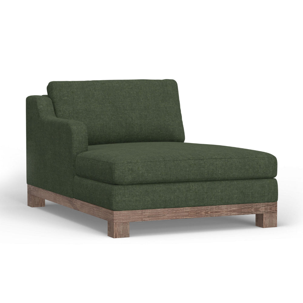Sama RAF Modular Chaise, Pillow, 67 Inch, Solid Wood, Olive Green Polyester