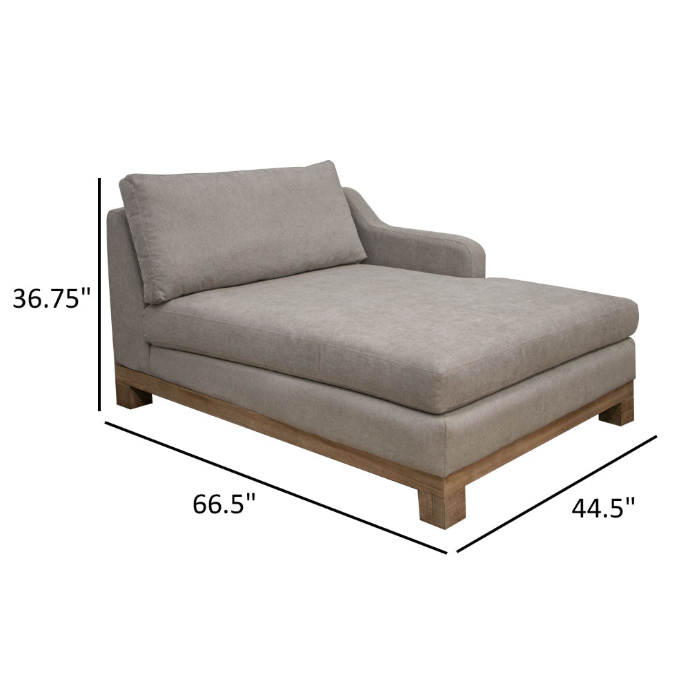 Sama RAF Modular Chaise Pillow 67 Inch Solid Wood Almond Gray Polyester