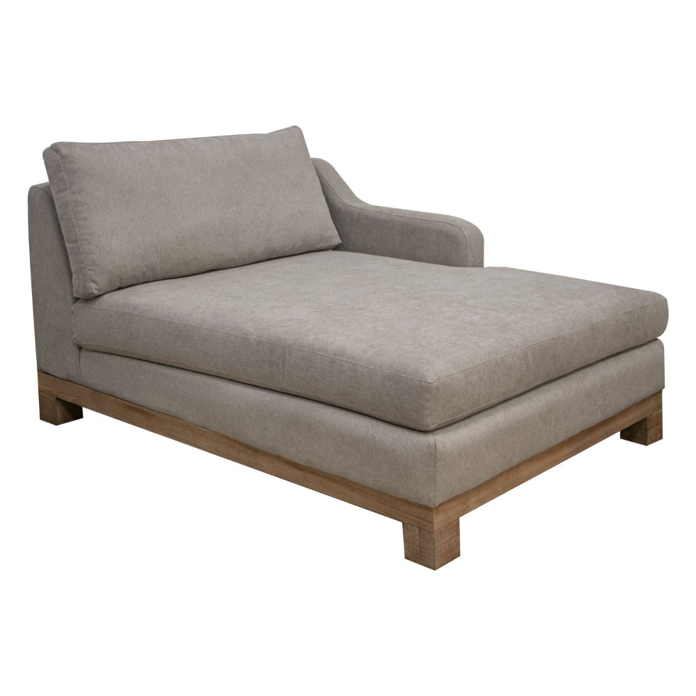 Sama RAF Modular Chaise, Pillow, 67 Inch, Solid Wood, Almond Gray Polyester