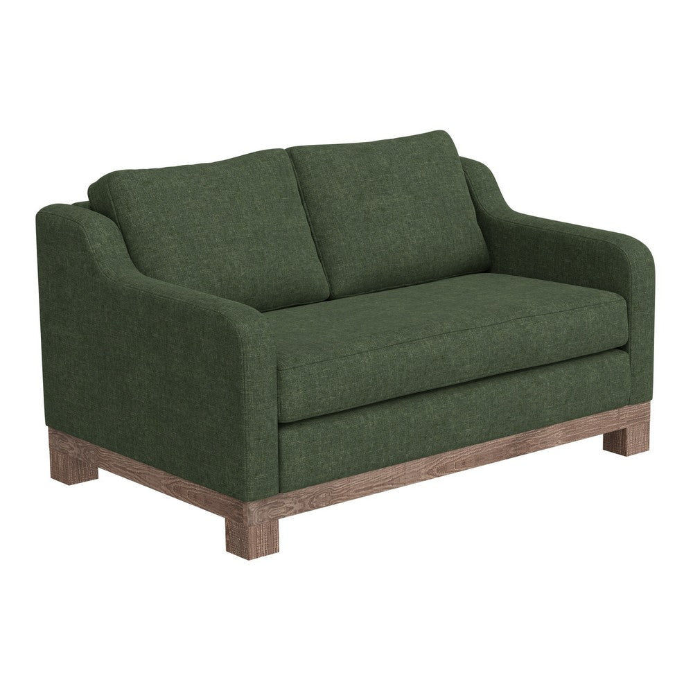 Sama 60’’ Loveseat 2 Accent Pillow Solid Wood Olive Green by Casagear Home