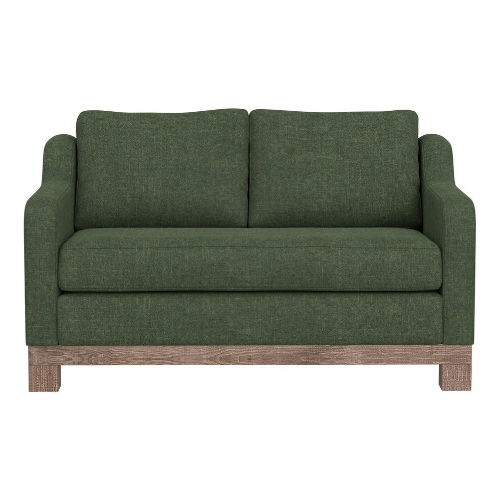 Sama 60’’ Loveseat 2 Accent Pillow Solid Wood Olive Green by Casagear Home
