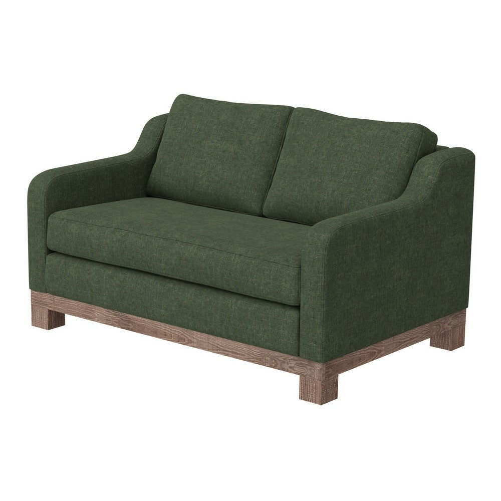 Sama 60’’ Loveseat 2 Accent Pillow Solid Wood Olive Green by Casagear Home