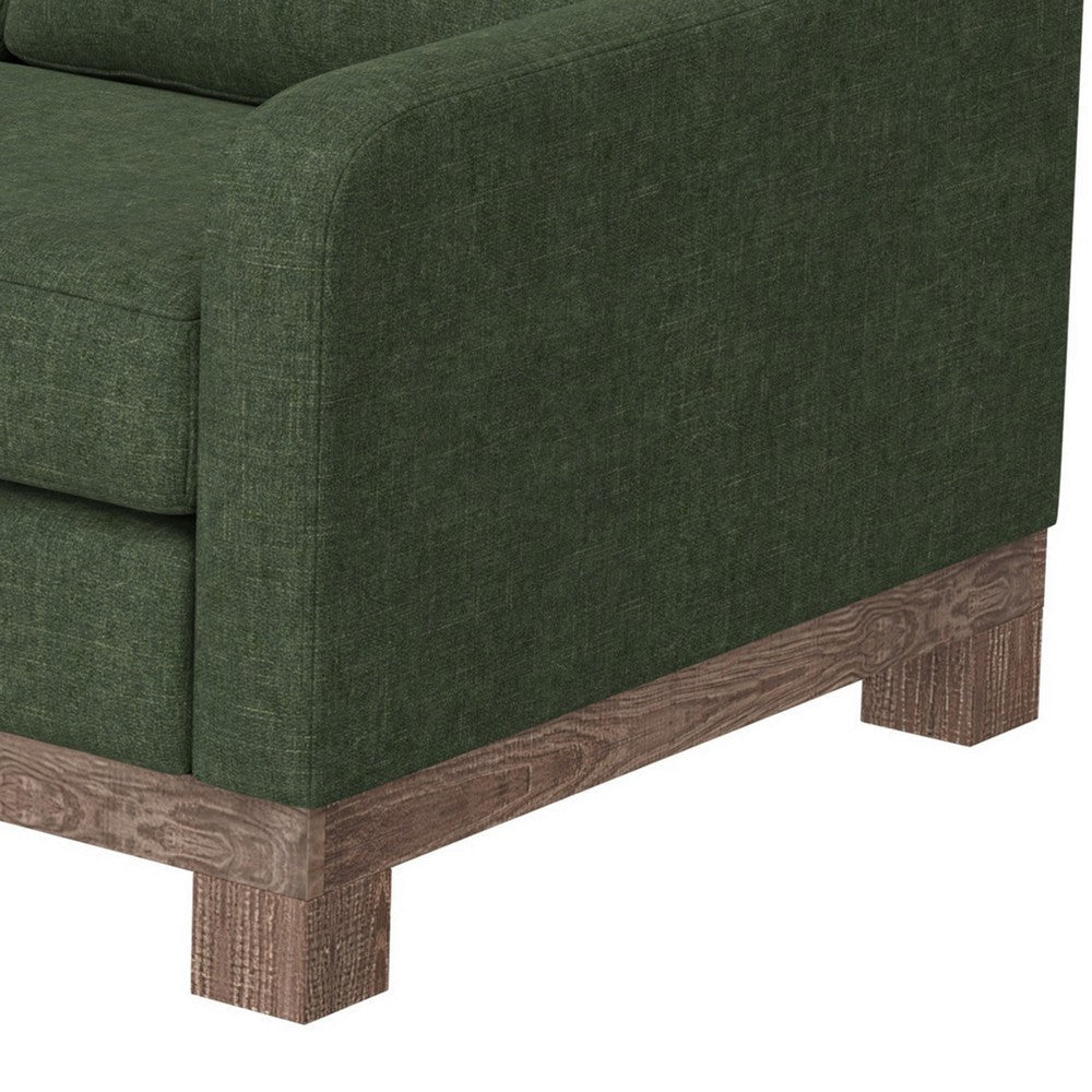 Sama 60’’ Loveseat 2 Accent Pillow Solid Wood Olive Green by Casagear Home