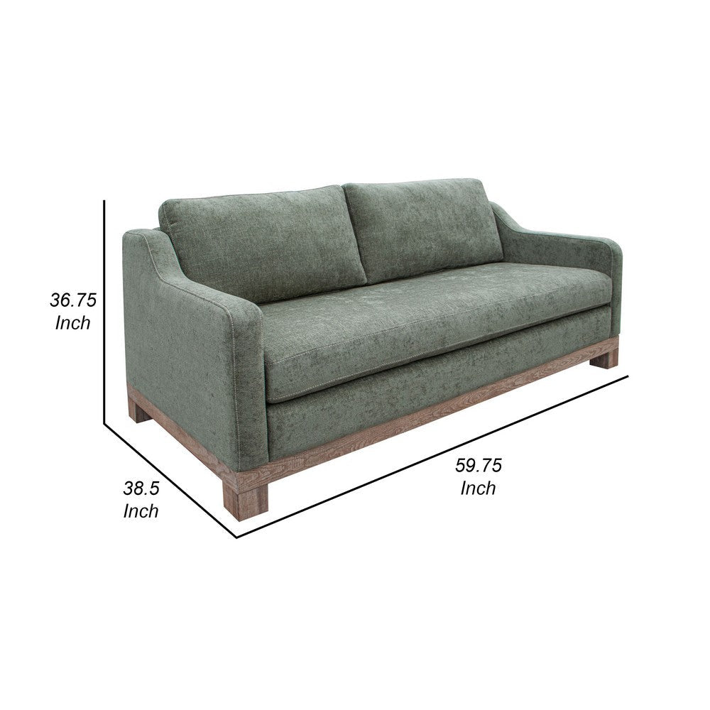 Sama 60’’ Loveseat 2 Accent Pillow Solid Wood Olive Green by Casagear Home