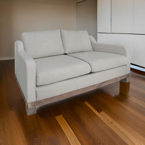 Sama Loveseat, 2 Accent Pillow, 60", Solid Wood, White by Casagear Home