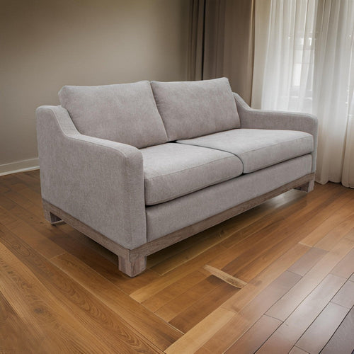 Sama Loveseat, 2 Accent Pillow, 60", Solid Wood, Gray by Casagear Home