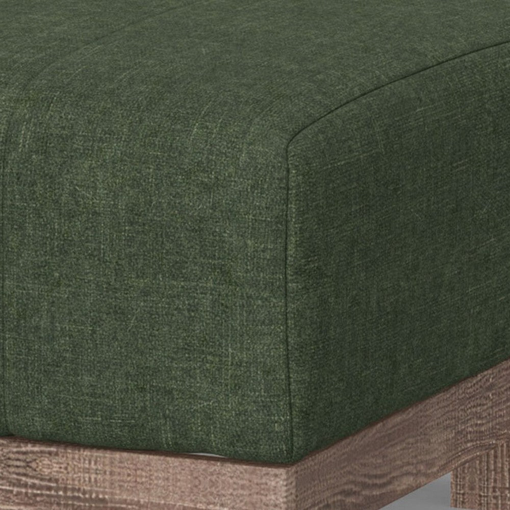 Sama Ottoman Compact Solid Pine Wood 28 Inch Olive Green Polyester By Casagear Home