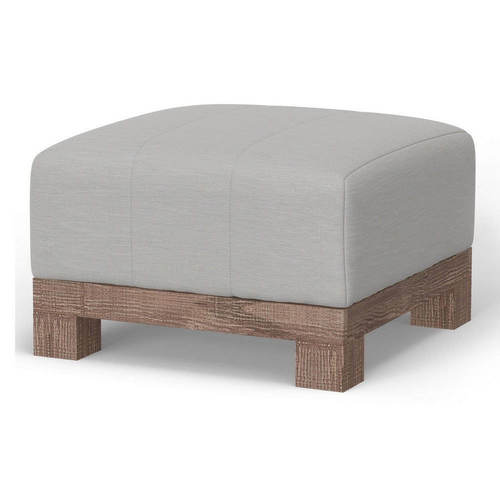 Sama Ottoman 28 Inch Compact Solid Pine Wood 28 Inch White Polyester By Casagear Home