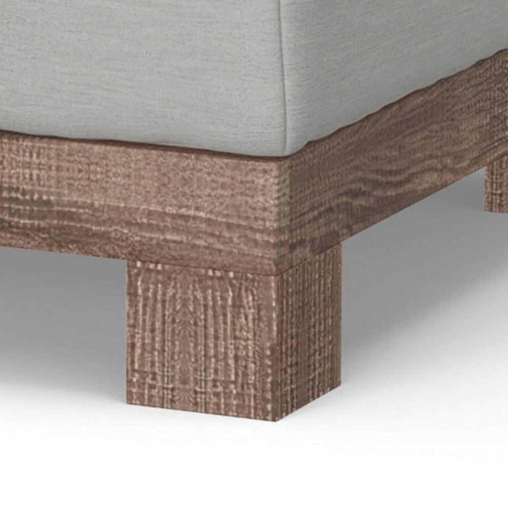 Sama Ottoman 28 Inch Compact Solid Pine Wood 28 Inch White Polyester By Casagear Home