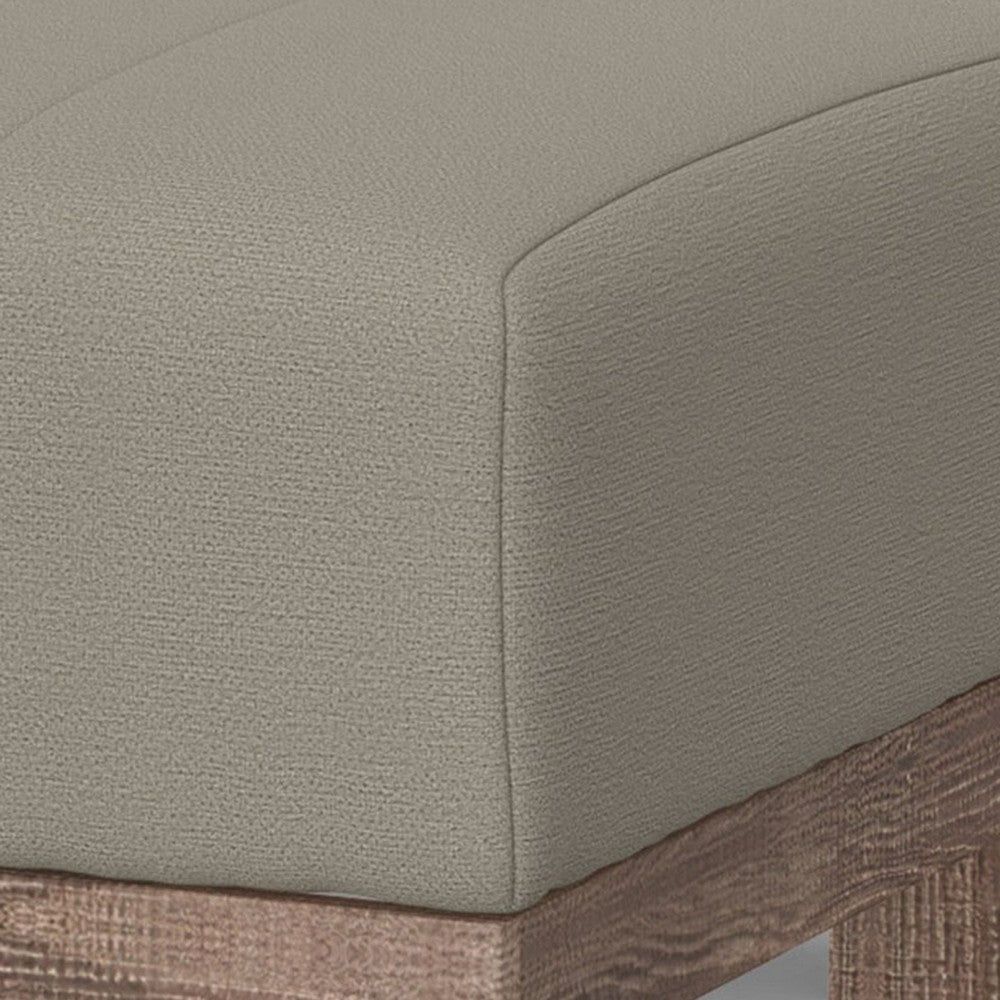 Sama Ottoman 28 Inch Solid Pine Wood 28 Inch Almond Gray Polyester By Casagear Home