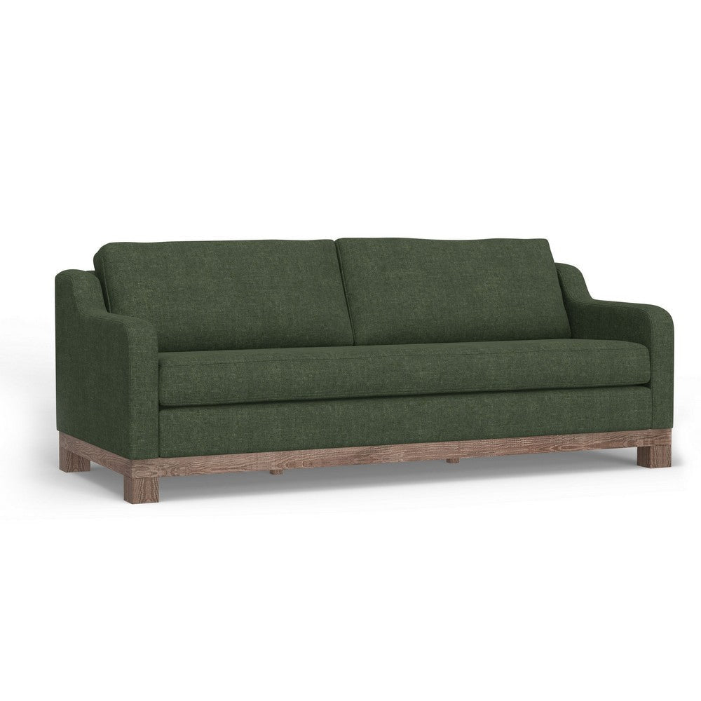 Sama Sofa, 2 Accent Pillows, 91" Bench Style, Olive Green by Casagear Home
