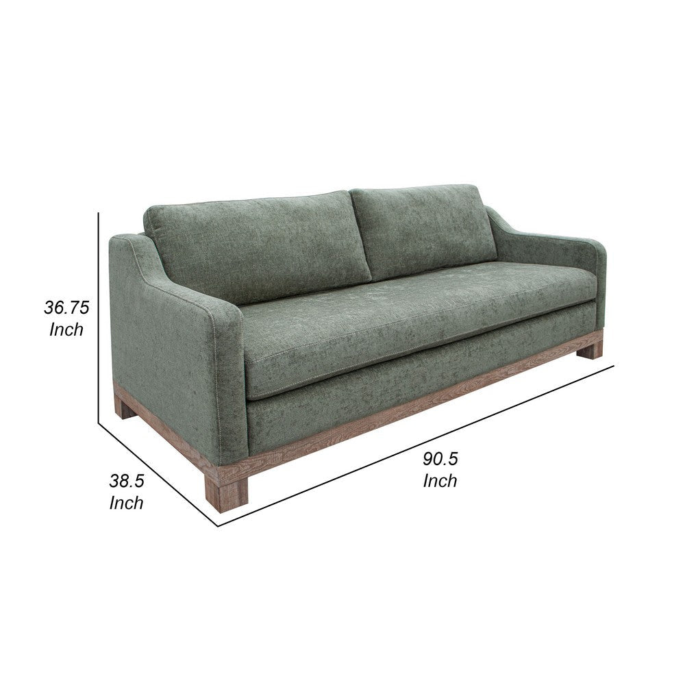 Sama Sofa 2 Accent Pillows 91’’ Bench Style Olive Green by Casagear Home