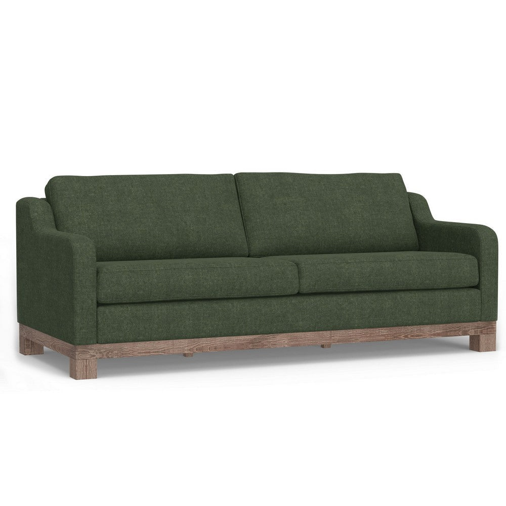 Sama Sofa, 2 Accent Pillows, 91", Solid Wood, Olive Green by Casagear Home
