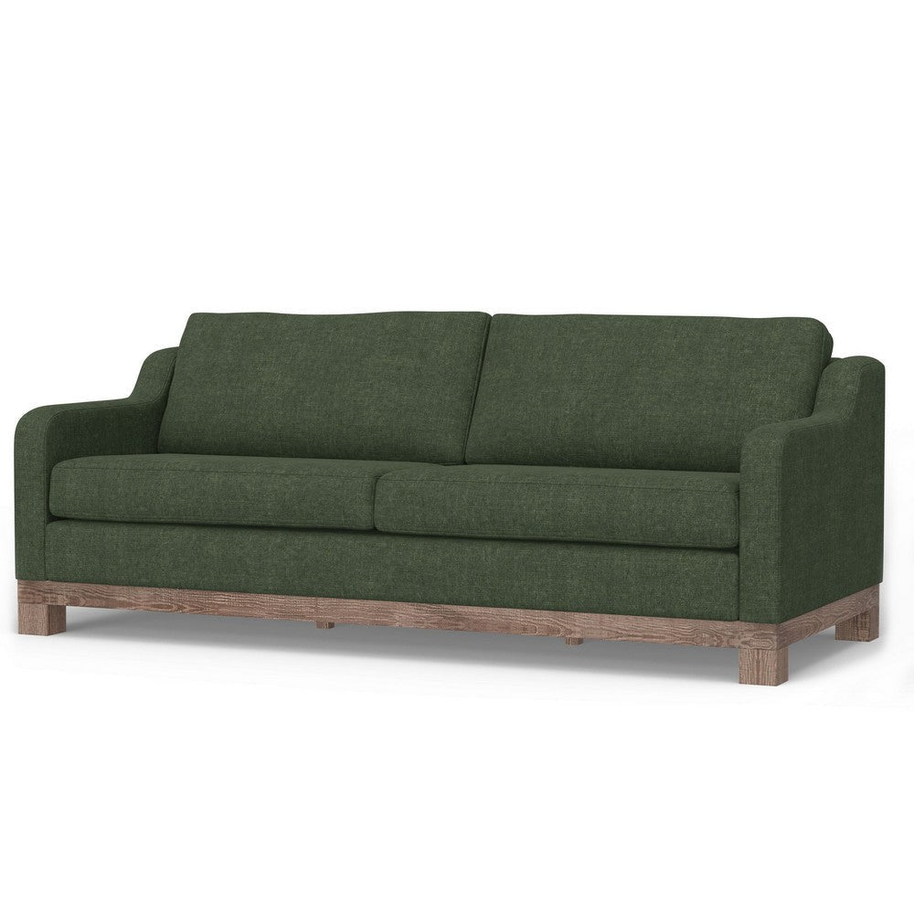 Sama Sofa 2 Accent Pillows 91’’ Solid Wood Olive Green by Casagear Home