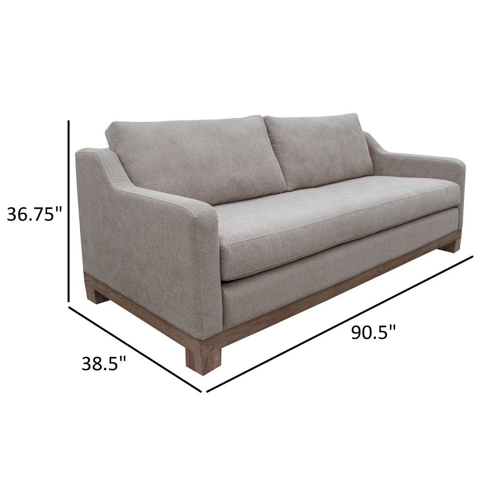 Sama Sofa 2 Accent Pillows 91’’ Bench Style Almond Gray by Casagear Home