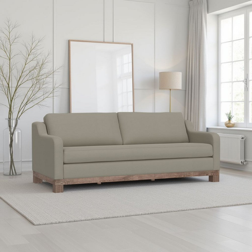 Sama Sofa, 2 Accent Pillows, 91" Bench Style, Almond Gray by Casagear Home