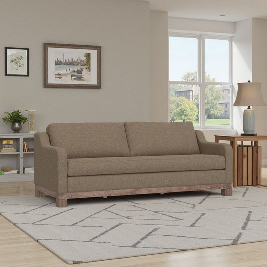 Sama Sofa, 2 Accent Pillows, 91" Bench Style, Light Brown by Casagear Home