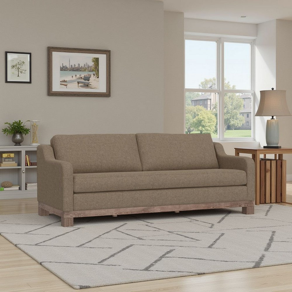 Sama Sofa, 2 Accent Pillows, 91" Bench Style, Light Brown by Casagear Home