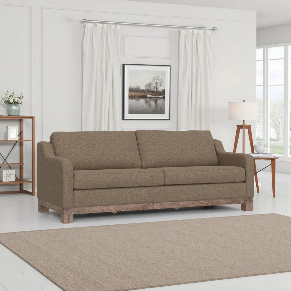 Sama Sofa, 2 Accent Pillows, 91", Solid Wood, Light Brown by Casagear Home