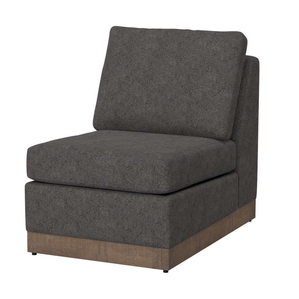 Jeni Modular Armless Chair 2 Accent Pillows Solid Wood Gray Polyester By Casagear Home