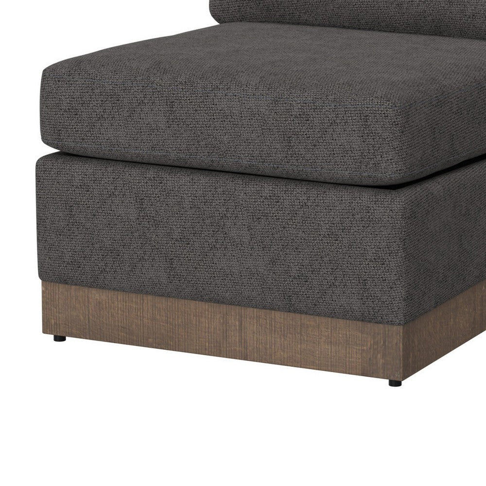 Jeni Modular Armless Chair 2 Accent Pillows Solid Wood Gray Polyester By Casagear Home