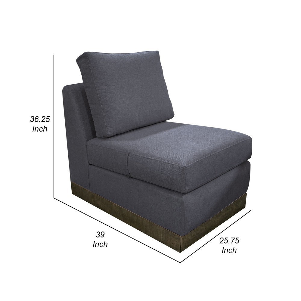 Jeni Modular Armless Chair 2 Accent Pillows Solid Wood Gray Polyester By Casagear Home