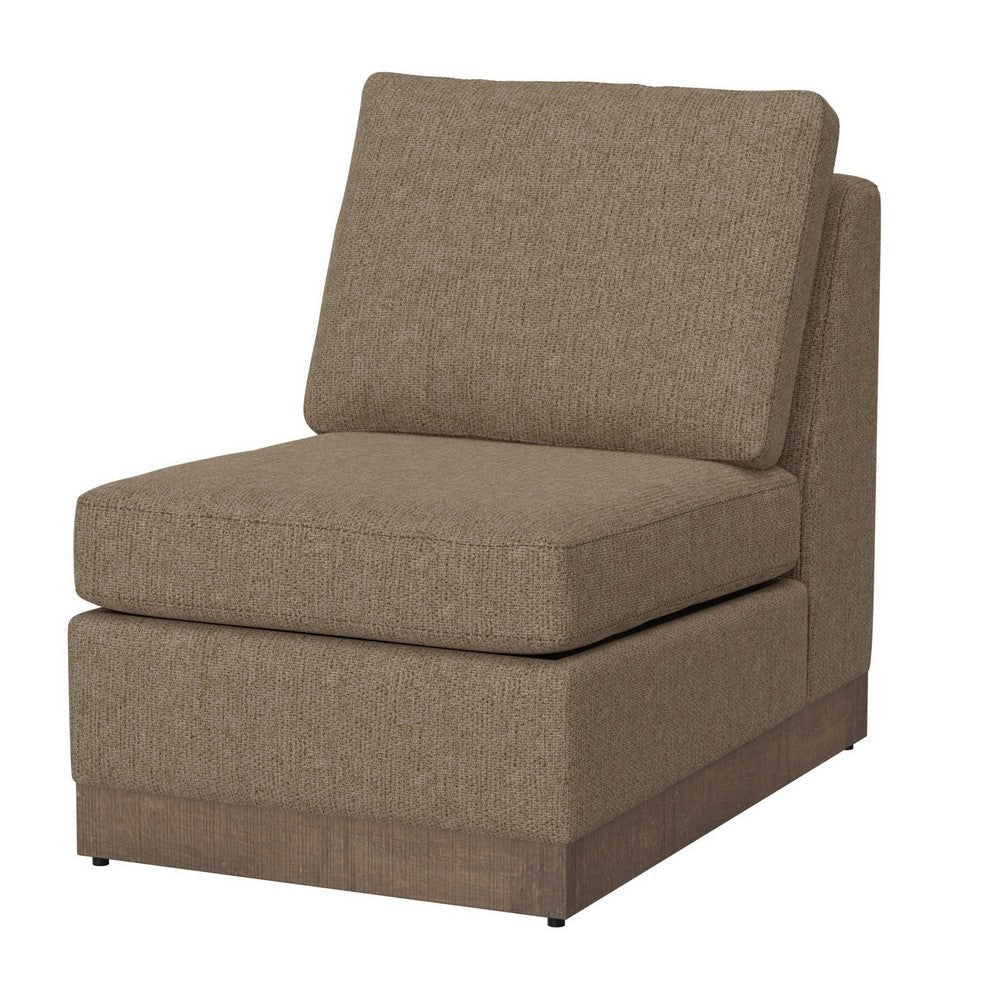 Jeni Modular Armless Chair 2 Pillows Solid Wood Light Brown Polyester By Casagear Home