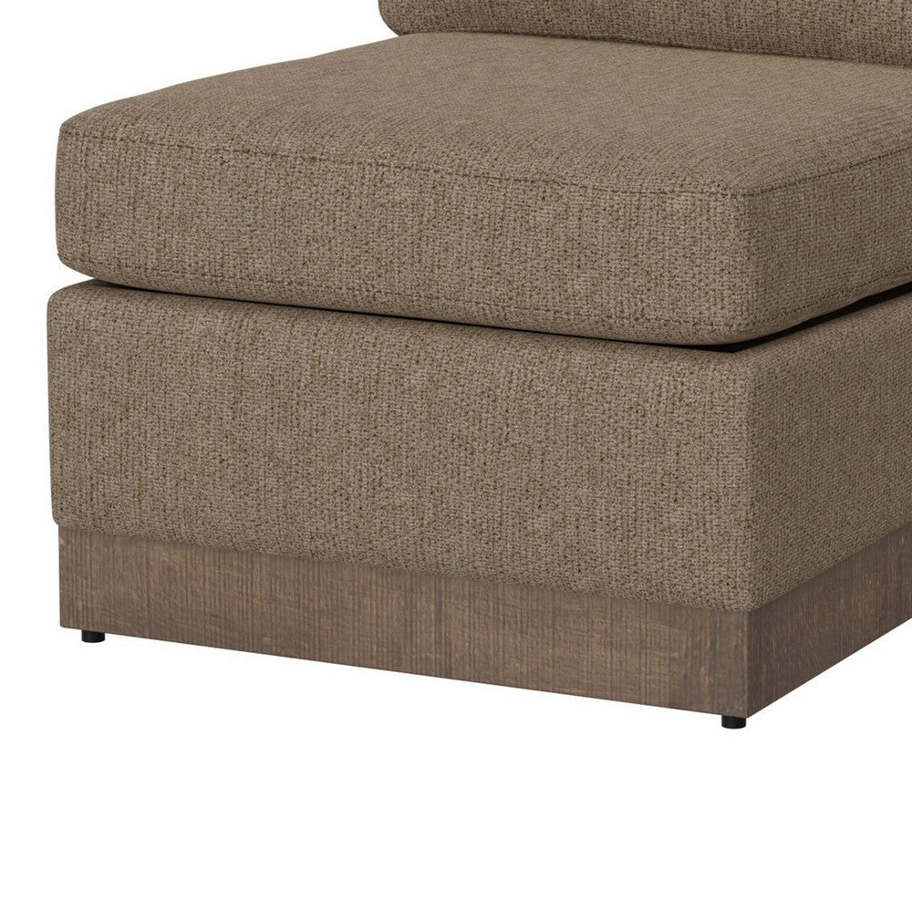 Jeni Modular Armless Chair 2 Pillows Solid Wood Light Brown Polyester By Casagear Home
