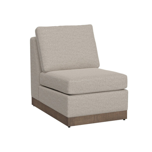 Jeni Modular Armless Chair, 2 Accent Pillows, Solid Wood, Beige Polyester By Casagear Home