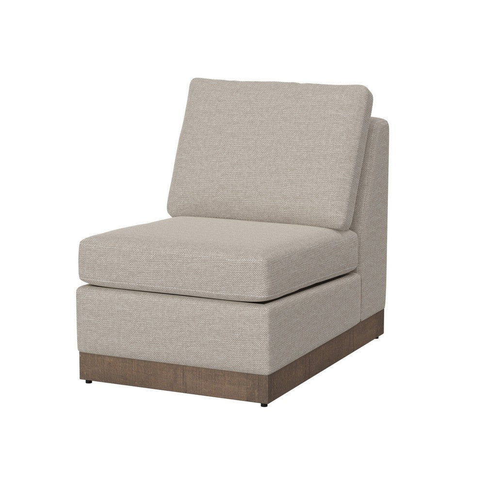 Jeni Modular Armless Chair 2 Accent Pillows Solid Wood Beige Polyester By Casagear Home