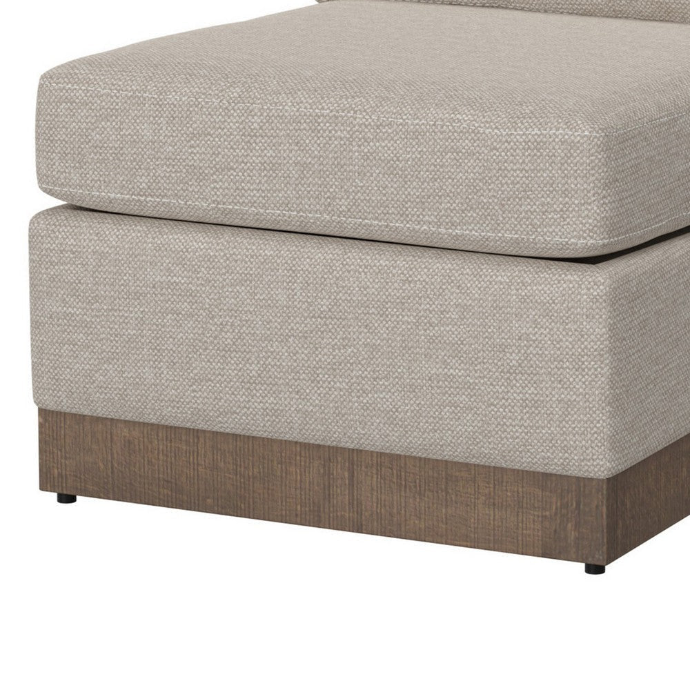 Jeni Modular Armless Chair 2 Accent Pillows Solid Wood Beige Polyester By Casagear Home