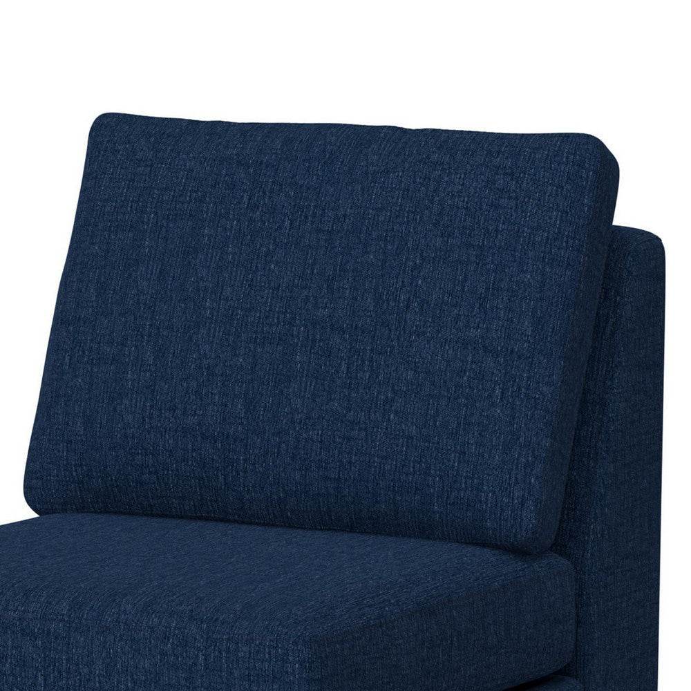 Jeni Modular Armless Chair 2 Pillows Solid Wood Dark Blue Polyester By Casagear Home