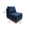 Jeni Modular Armless Chair 2 Pillows Solid Wood Dark Blue Polyester By Casagear Home