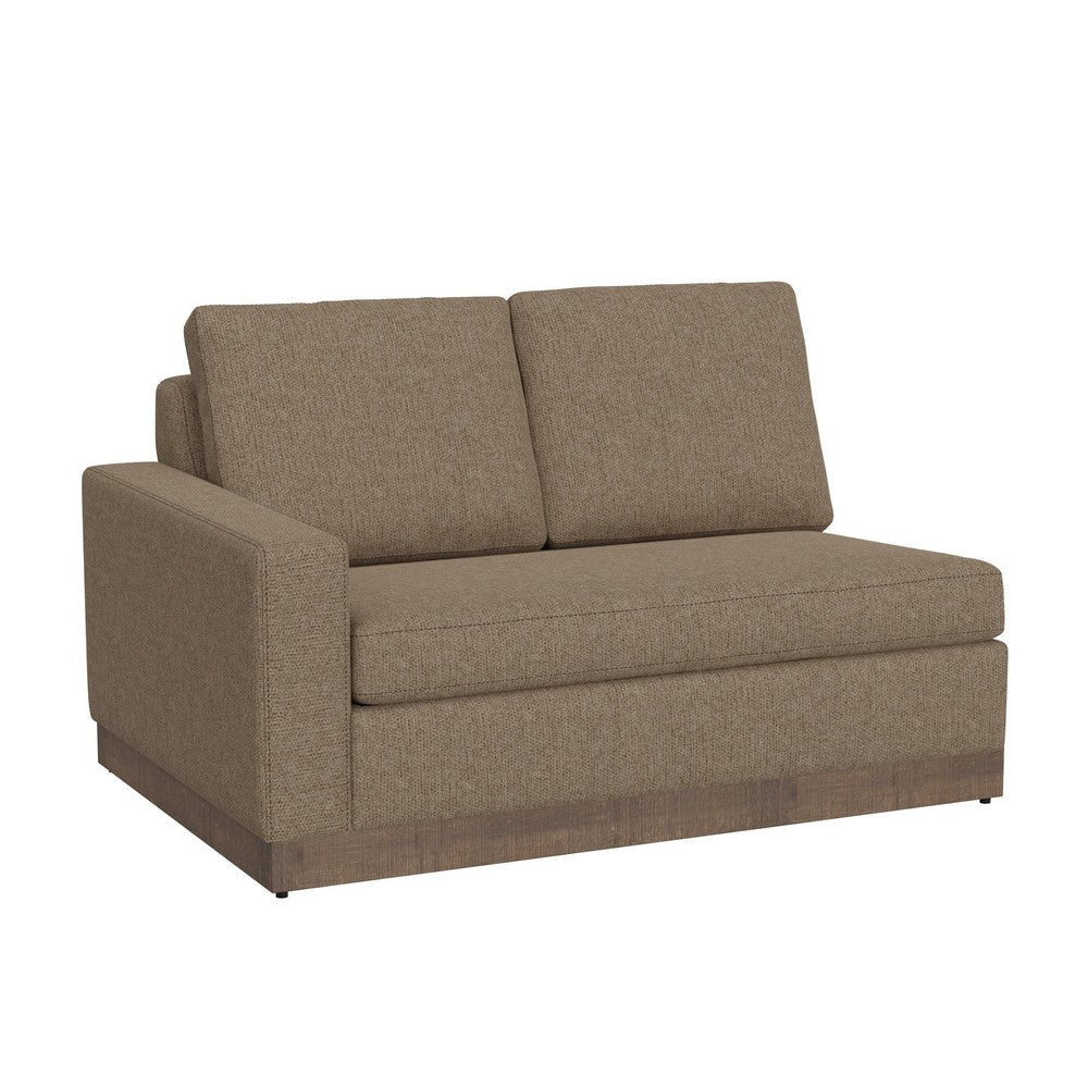 Jeni LAF Modular Loveseat, 2 Pillows, 58" Wood, Light Brown by Casagear Home