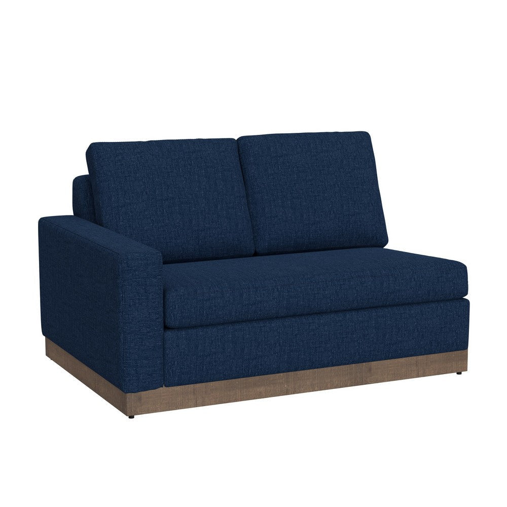 Jeni LAF Modular Loveseat, 2 Pillow, 58" Wood, Blue Bench by Casagear Home