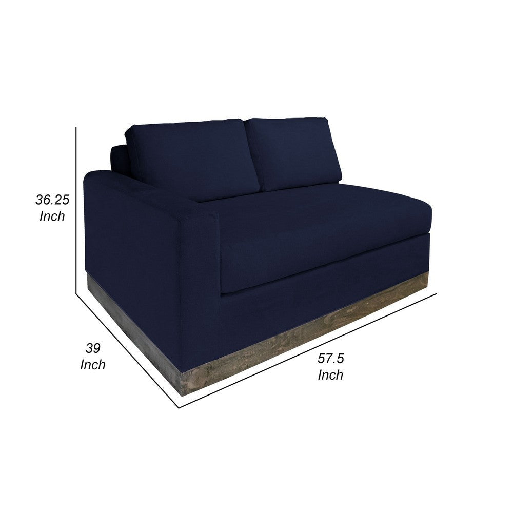 Jeni LAF Modular Loveseat 2 Pillow 58’’ Wood Blue Bench by Casagear Home