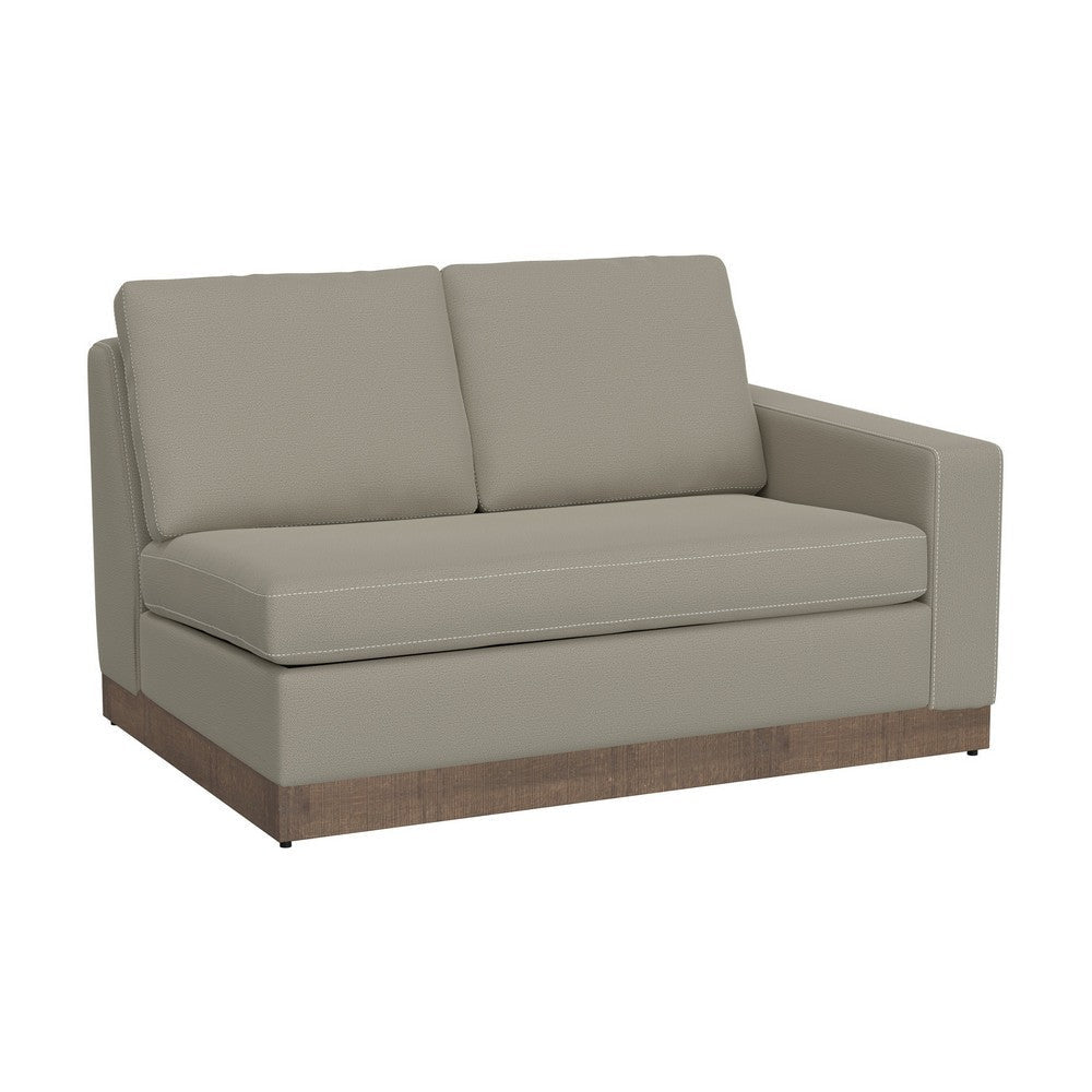 Jeni RAF Modular Loveseat, 2 Pillow, 58" Wood, Gray Bench by Casagear Home