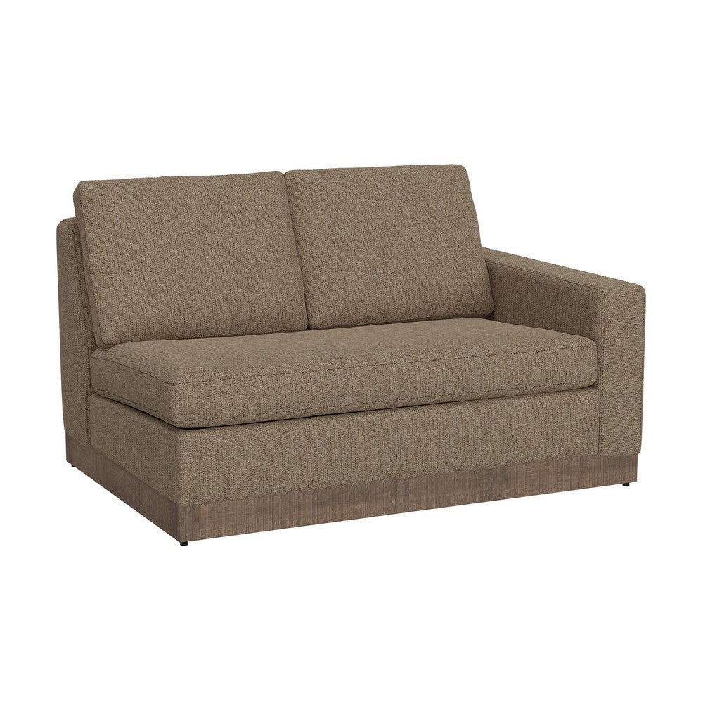 Jeni RAF Modular Loveseat, 2 Pillows, 58", Wood, Light Brown by Casagear Home